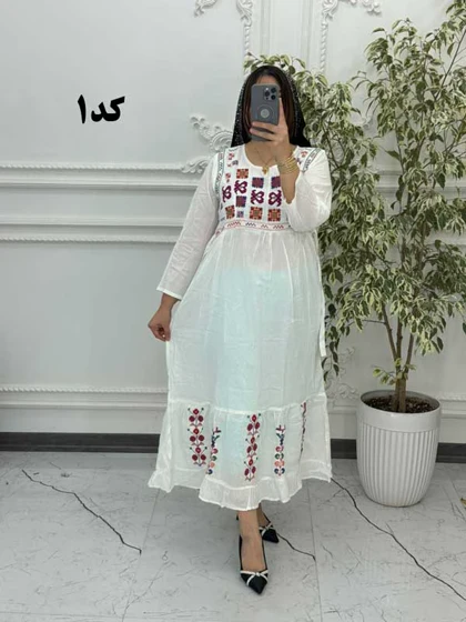 پیراهن آستین بلند گلدوزی گلناز 6069