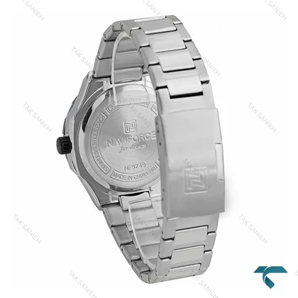 ساعت مچی نیوی فورس NF9249 مردانه سیلور صفحه سرمه ای مشکی NaviForce-7755-G