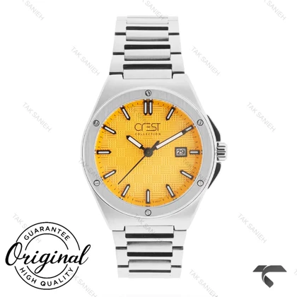 ساعت کرست مردانه 6328-1 سیلور صفحه زرد Crest-11014-G