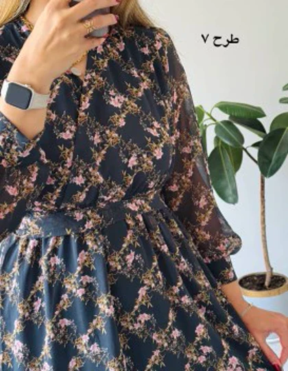 پیراهن حریر سرمه سری 13