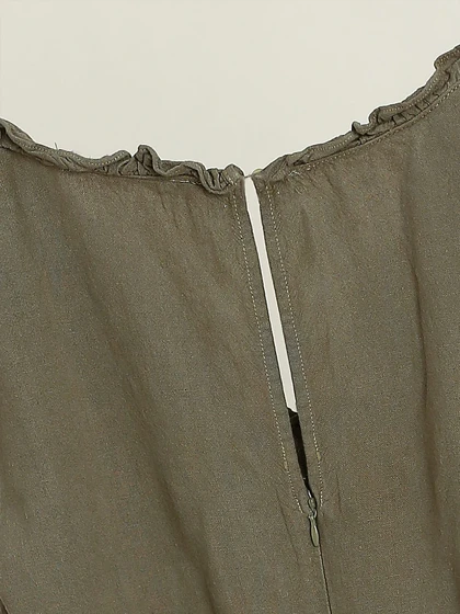 پیراهن لینن زیتونی 588