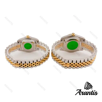 ساعت رولکس ست دورنگ طلایی صفحه نگین اعداد رومی s-9684