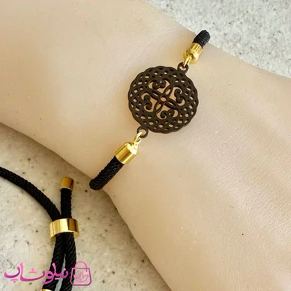دستبند زنانه آسانسوری مدل گل مشکی کد 159