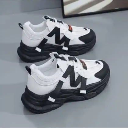 کتانی اسپرت لژدار طبی زنانه مافیایی مشکی سفید Women’s Mafia Style Black White
