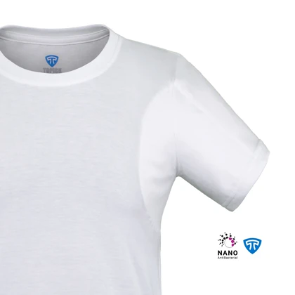 تیشرت نانو آنتی باکتریال ضدتعریق مردانه یقه گرد سفید