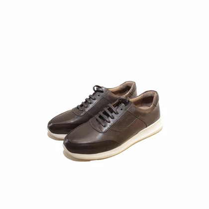 کفش روزمره چرم مردانه قهوه ای مدل sh039