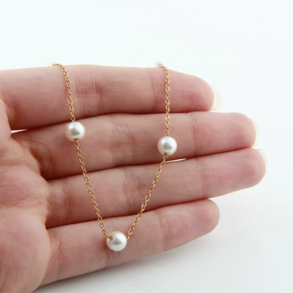 گردنبند زنانه مدل مروارید زنجیری