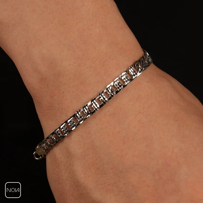 دستبند نقره مردانه کارتیه تخت تراش کد 0353219