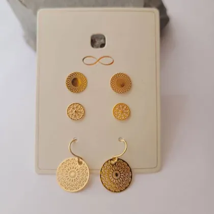 پک گوشواره میخی و آویز حصیری