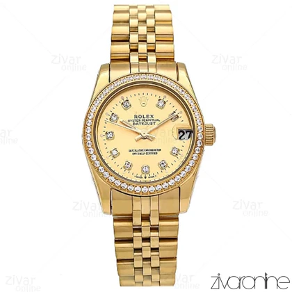 ساعت رولکس دیت جاست زنانه طلایی دور نگین 106628