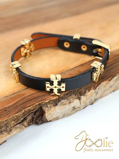 دستبند چرمی زنانه بافت دار توری برچ کد B2217