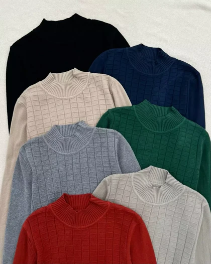 پلیور بافت یقه ایستاده 7 رنگ کد 5511
