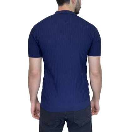 تیشرت یقه دار نیم زیپ راه راه LORO PIANA0129