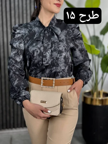 شومیز حریر آستین پف کد 1865