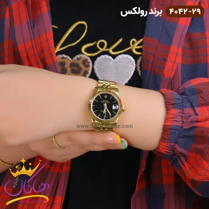 ساعت رولکس زنانه فلزی دیت جاست طلایی 4042/29