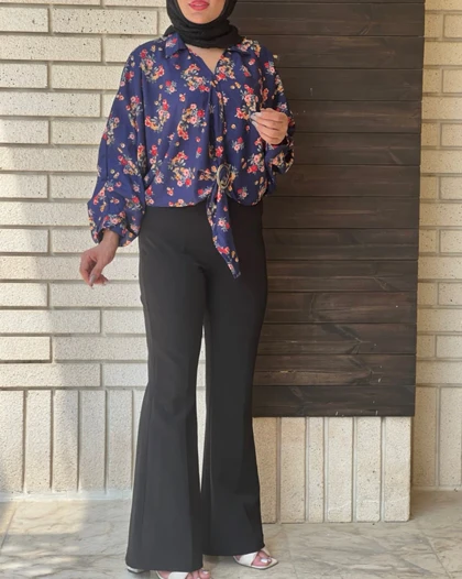 شومیز گره‌ای گل‌دار 7036
