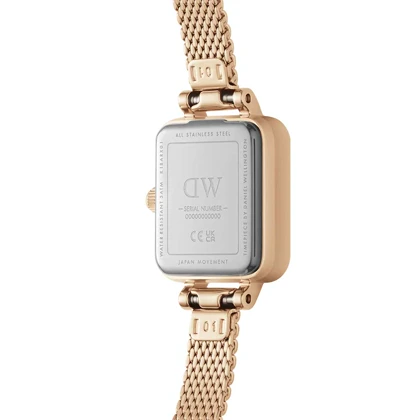 ساعت DW زنانه مستطیلی بند حصیری رزگلد صفحه سبز DW-4926-L