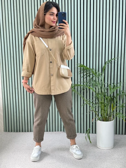 مانتو جین رنگی نیلای