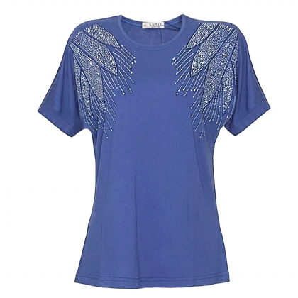 بلوز زنانه ویسکوز نگین‌دار طرح بال فرشته