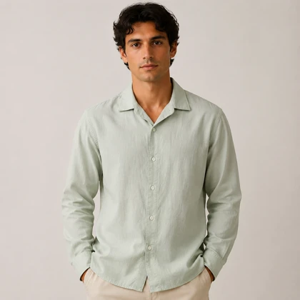 پیراهن مردانه Sage Green کد 2026 مدل Casual Chic | تن‌خور راحت و استایل مینیمال کد S کد 7686