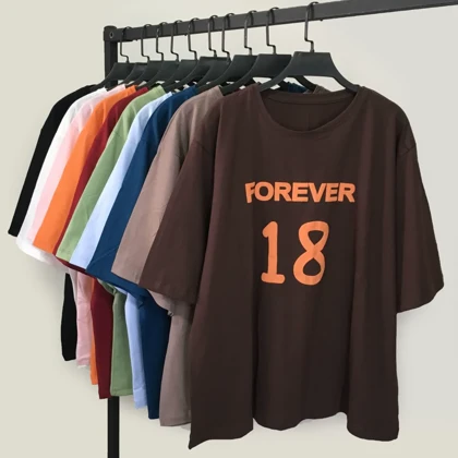 تیشرت لانگ باکسی زنانه طرح FOREVER18