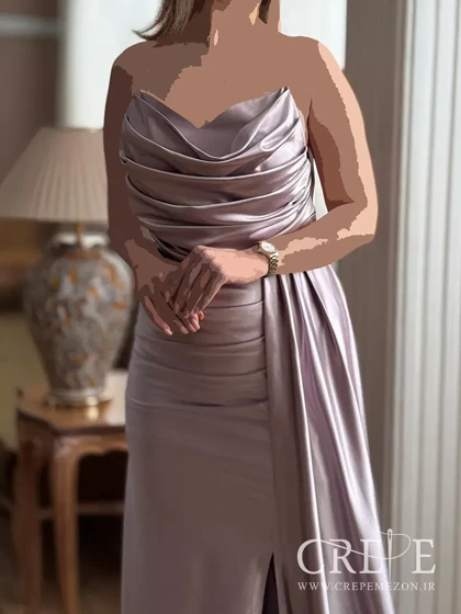 ماکسی ساتن شنل دار جلو پیله