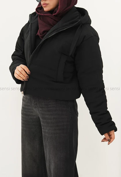 کاپشن کوتاه کتان کج راه کد1004769