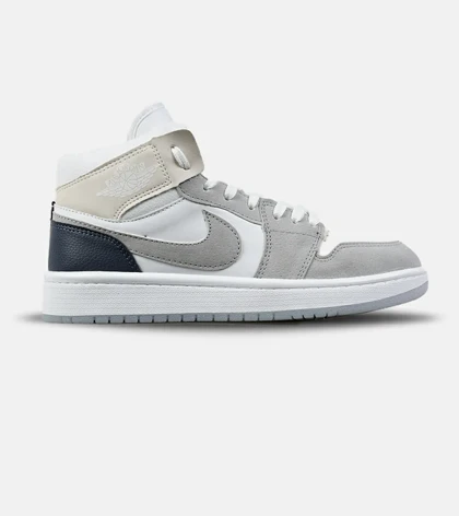 کفش کتانی ساق‌دار مردانه و زنانه سفید طوسی سرمه ای NIKE jordan 1 مدل 7701