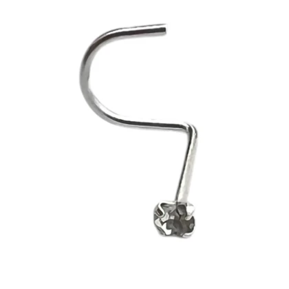 پیرسینگ بینی نقره‌ای ظریف با نگین