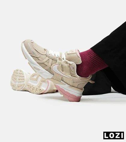 کفش کتانی زنانه کرم صورتی Nike cushlon مدل 5190