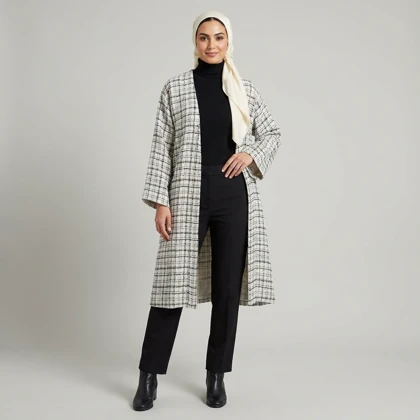 مانتو زنانه چهارخونه شانل ترک پاییزی کد 89