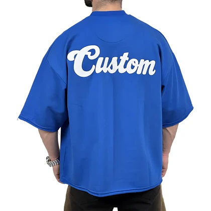 تیشرت مردانه آبی پنبه سه نخ طرح ساده فونت