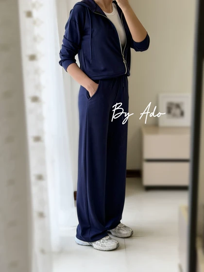 ست سویشرت شلوار آبی نفتی 0431