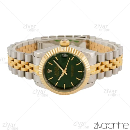 ساعت رولکس دیت جاست زنانه صفحه سبز ایندکس خطی مدیوم 104484