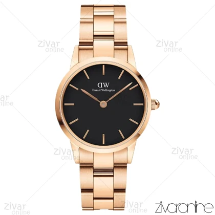 ساعت دنیل ولینگتون آیکونیک لینک زنانه رزگلد صفحه مشکی اسمال 103450