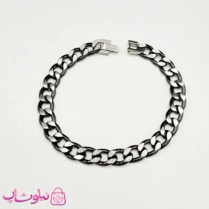 دستبند مردانه کارتیه ترکیبی نقره ای مشکی کد 650