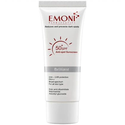 کرم ضد آفتاب بی رنگ امونی مدل Brilliant با SPF 50 ضد لک