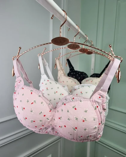 سوتین دخترانه حریر گل‌دار بدون فنر