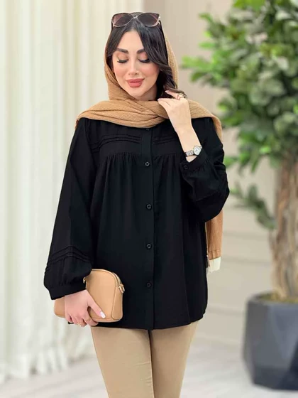 شومیز جلو چین دوخت دار