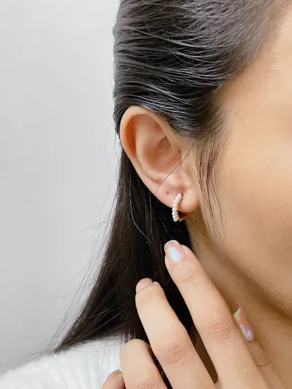 گوشواره حلقه‌ای مرواریدی