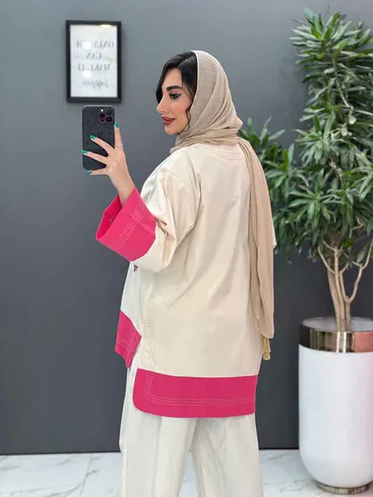 مانتو لینن نچرال طرح پروانه