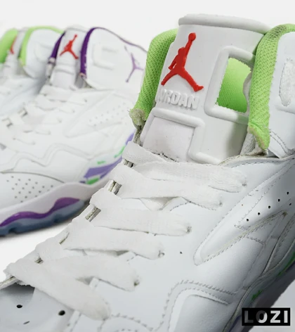 کفش کتانی ساق‌دار مردانه سفید سبز بنفش Nike air jordan 6
