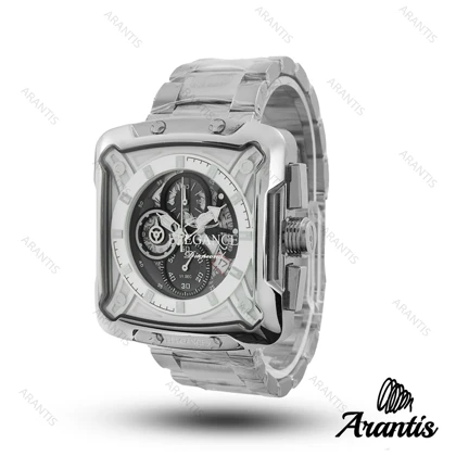 ساعت مردانه الگانس diamond سیلور صفحه سفید مشکی m-10242