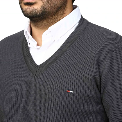 پلیور بافت یقه هفت فندوقی مردانه مدل 6698511