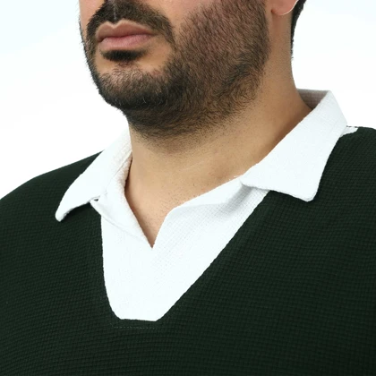 پولوشرت آستین کوتاه یقه شکاری مردانه سیزر مدل 15611245