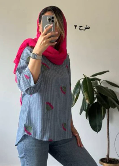 شومیز راه راه لینن گلدوزی 1