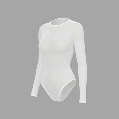 بادی حریر شیشه ای یقه گرد سفید کشی