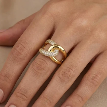 انگشتر زنانه ژوپینگ طرح شنل با نگین