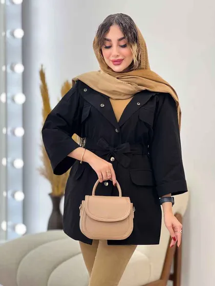 بارانی جیب پاکتی کمر دار