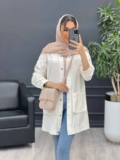مانتو لینن رنگی سر شانه پاگن